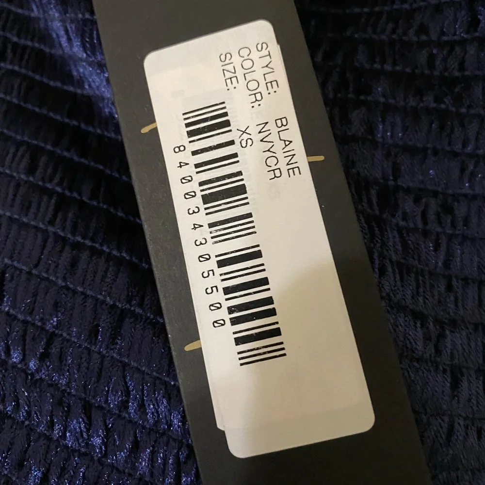 Petersyn Blaine Navy Velvet Off Shoulder Top XS EXTRA SMALL NEW NWT REG $298 - Picture 3 of 3